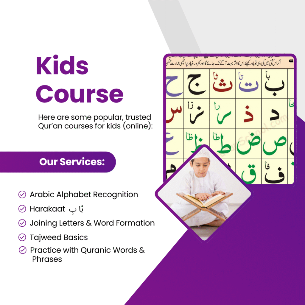 Kids Quran Course – Arabic Alphabet Recognition & Tajweed Basics for Children