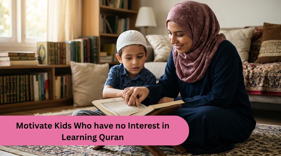 Mom teaches the Quran to his children